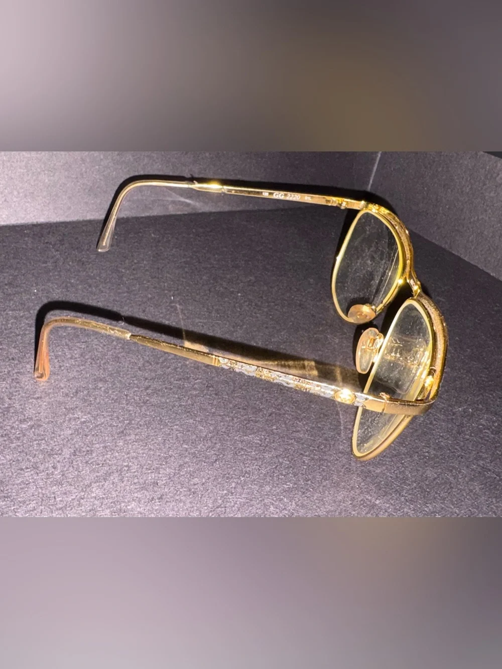 Gucci Gold Crystal Accent Women's Eyeglass Frame - Italian Design